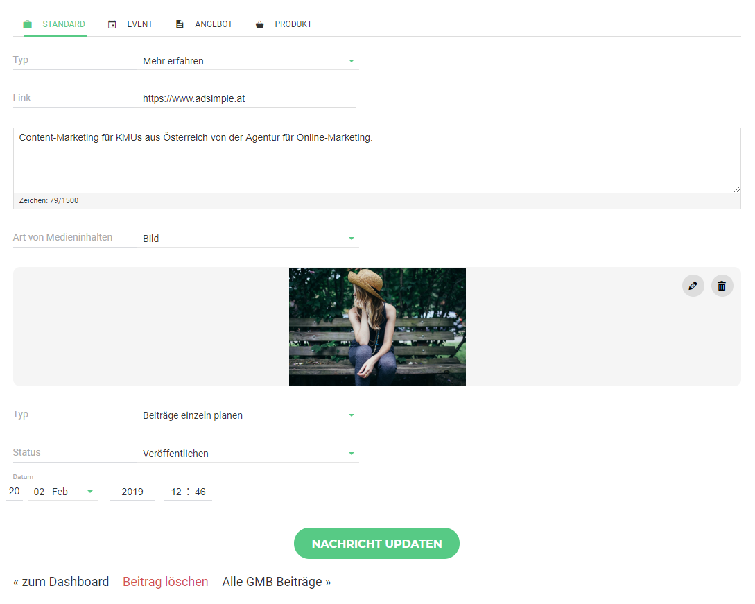 AdSimple® Google My Business Beiträge
