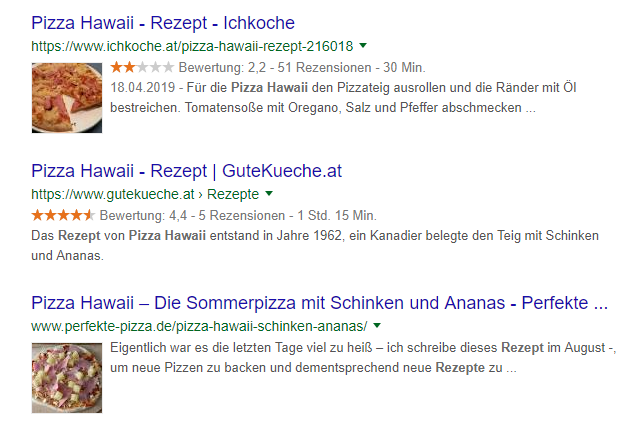 Rich Snippets beinhalten beispielsweise ein Bild oder Sternenbewertungen