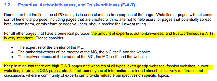 Google über E-A-T