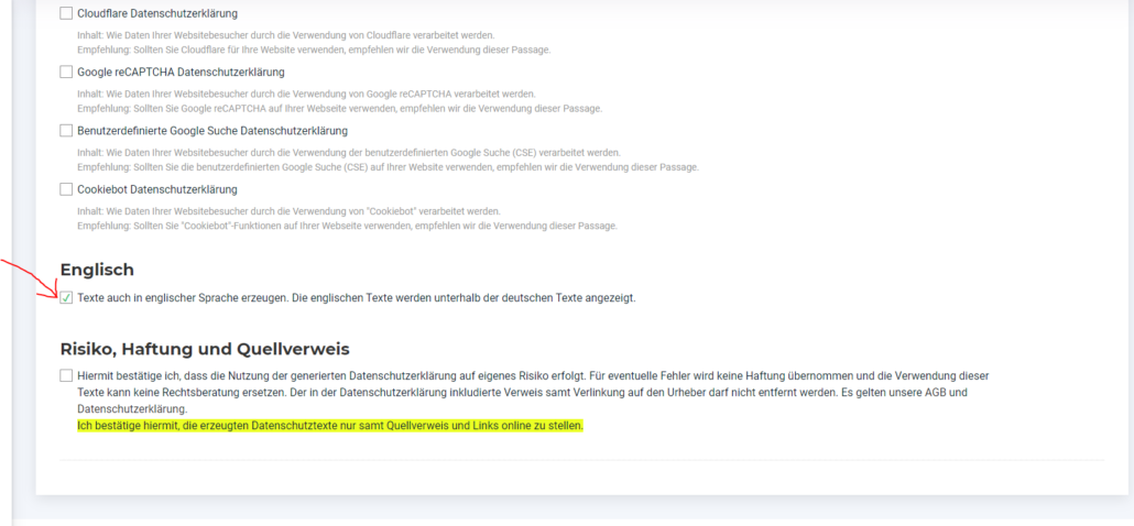 Klicken Sie auf diese Checkbox