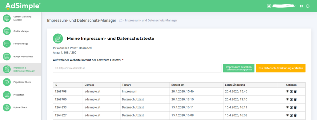 So sieht unser neues Interface aus