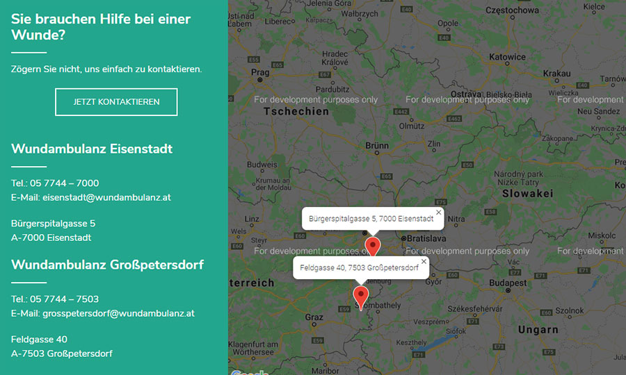 Das Google-Maps-Plugin zeigt den Weg zur Praxis