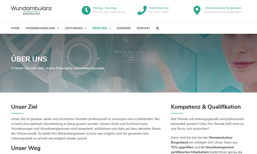 Die Über-uns-Seite von Wundambulanz