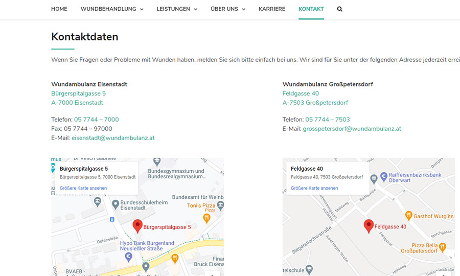 Auch auf der Kontaktseiten ist ein Google-Maps-Plugin installiert