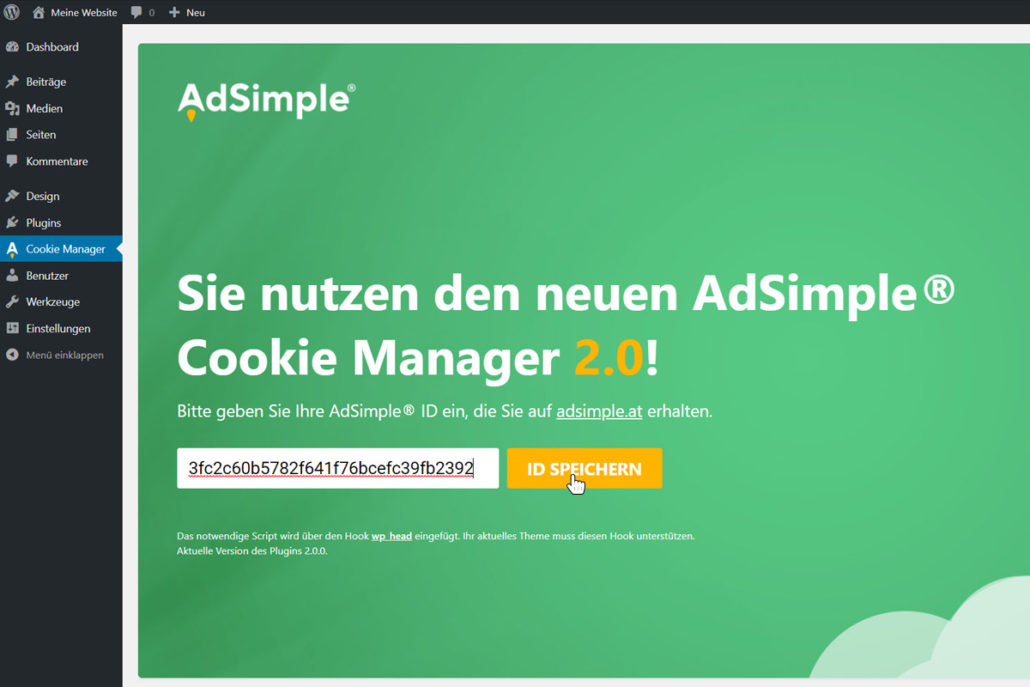 Fügen Sie hier Ihre kopierte ID ein