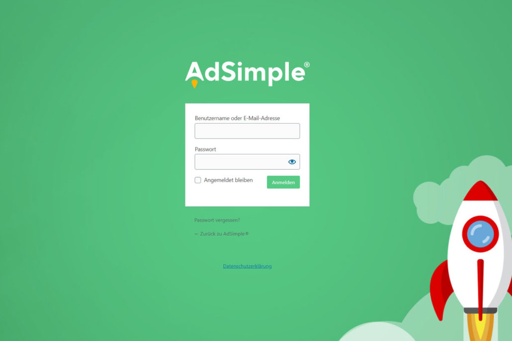 Melden Sie sich mit Ihrem PW auf Ihrer Website an