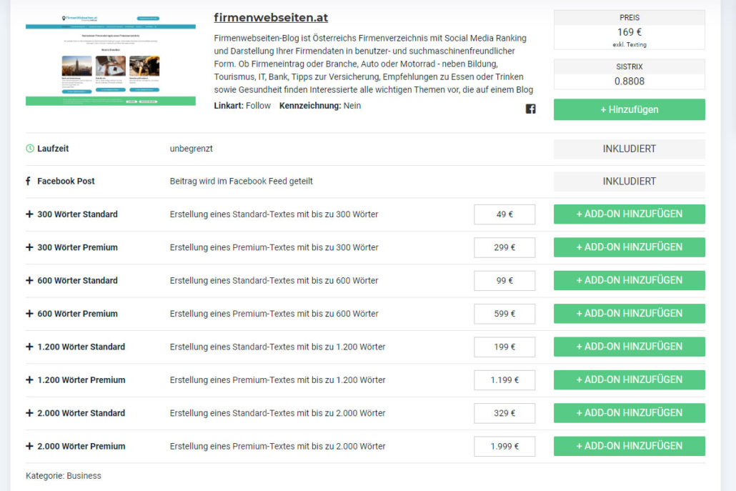 Bei Bedarf fügen Sie Add-on hinzu