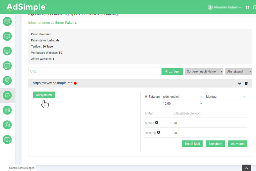 Klicken Sie jetzt auf Analysieren