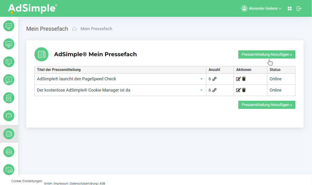 Einfach auf grünen Button klicken und los geht's