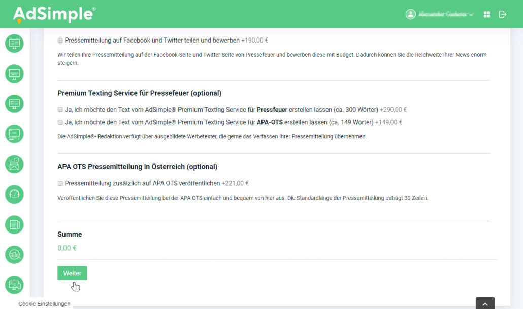 Wählen Sie zwischen unseren Angeboten