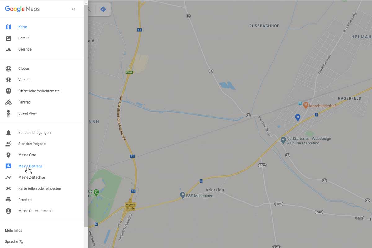 Eigene Google Bewertung löschen - Meine Beiträge öffnen