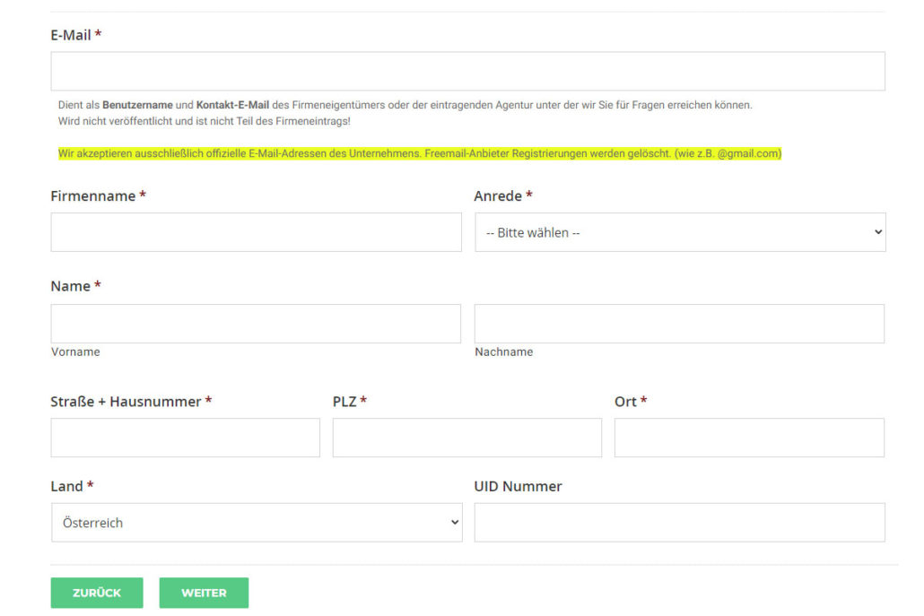 Füllen Sie das Auftraggeber-Formular aus