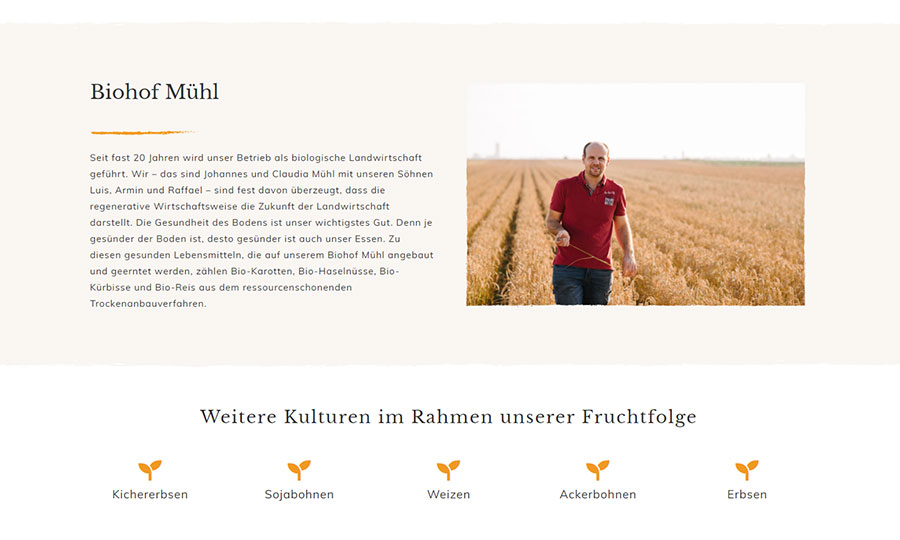 Bilder der Website unseres Kunden biohofmuehl.at