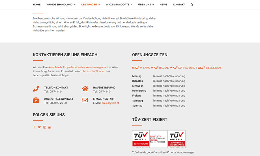 Das Kontaktformular der WKZ-Website