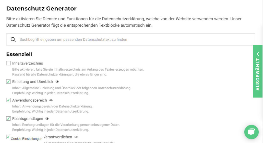 Über 500 Datenschutztexte befinden sich im Datenschutz Generator