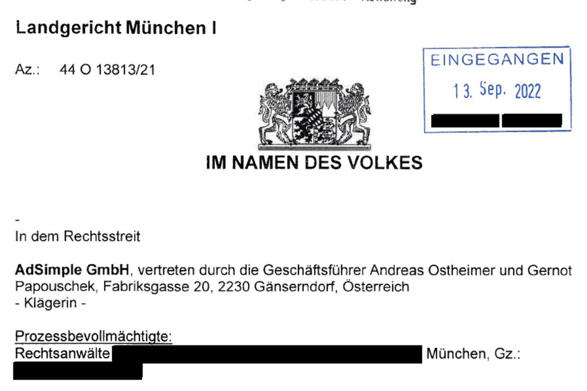 AdSimple gewinnt Rechtsstreit vor deutschem Gericht